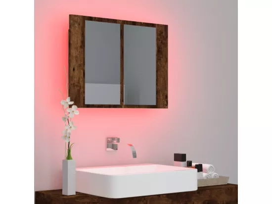 Armoire à miroir LED Chêne fumé 60x12x45 cm Bois d'ingénierie