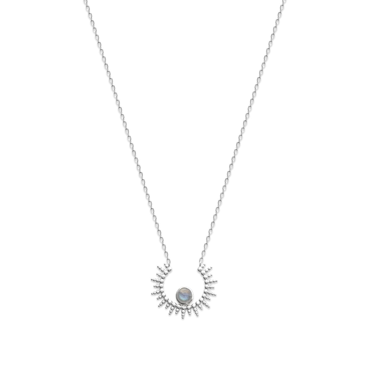 Collier plaqué or ou argent et pierre Labradorite SUNSHINE - Bijoux Privés Discovery