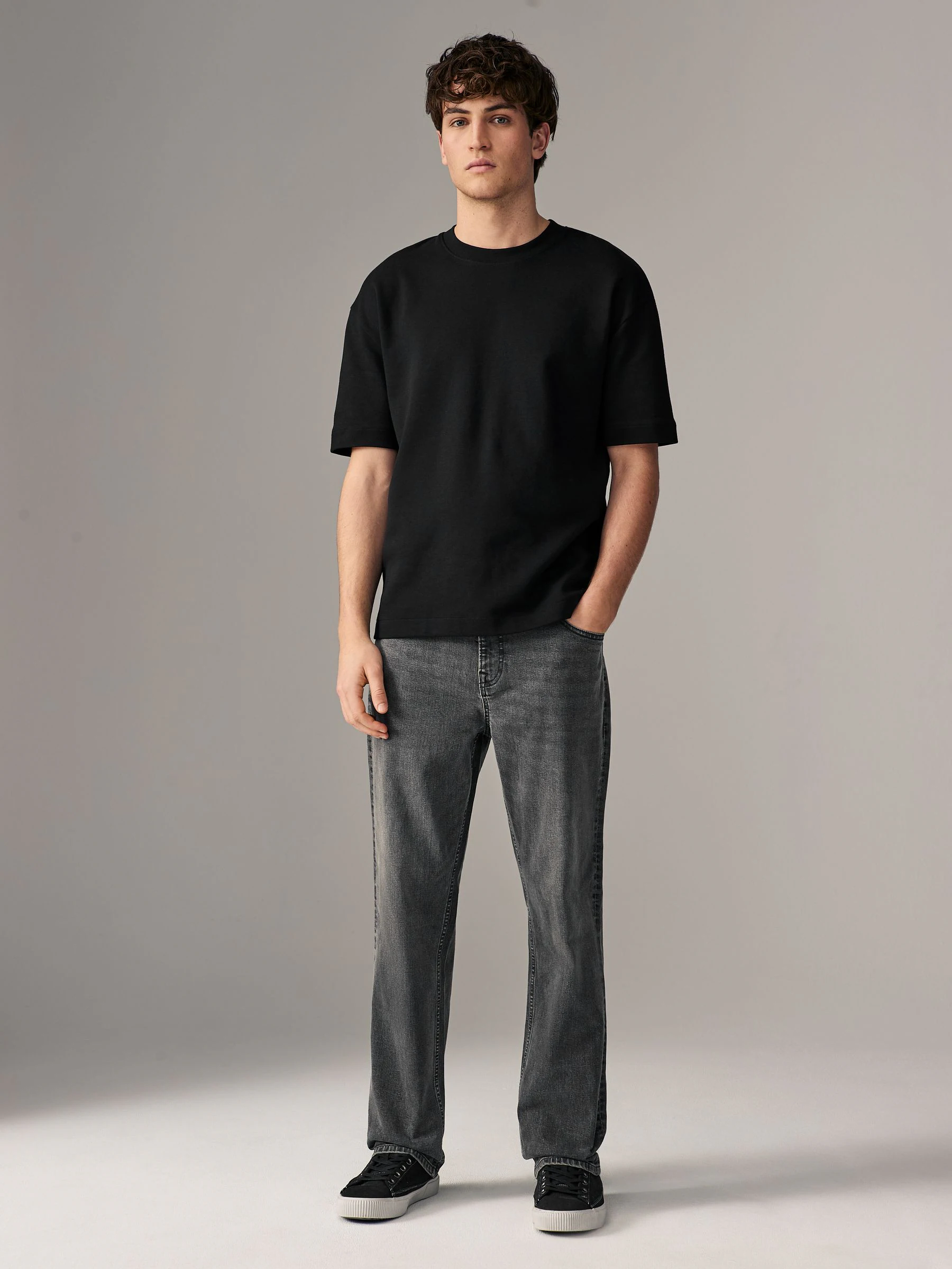 Grijs Vintage - Rechte, klassieke jeans met stretch