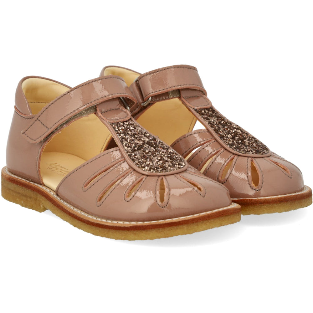 Køb Angulus Clay/Clay Glitter Sandal Med Dråbedetalje I Funklende Glitter
