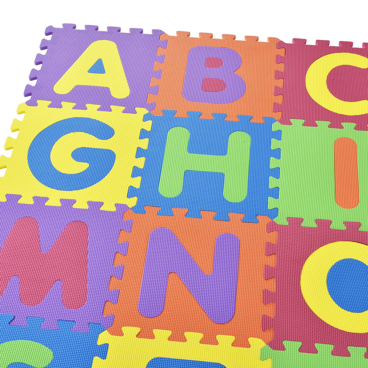 Juskys Kinder Puzzlematte Kim 36 Teile mit Buchstaben & Zahlen - rutschfest – Spielmatte bunt
