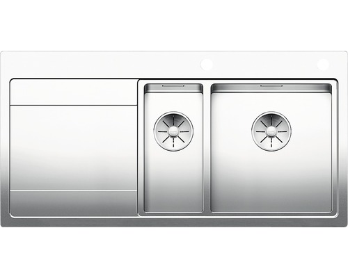 Blanco DIVON II 6 S-IF spoelbak, 1000 x 510 mm, roestvrij staal, satijnglans, 521662, 1 bak, met afdruipgedeelte, bak rechts, met bijzetbak, vlak ingebouwd