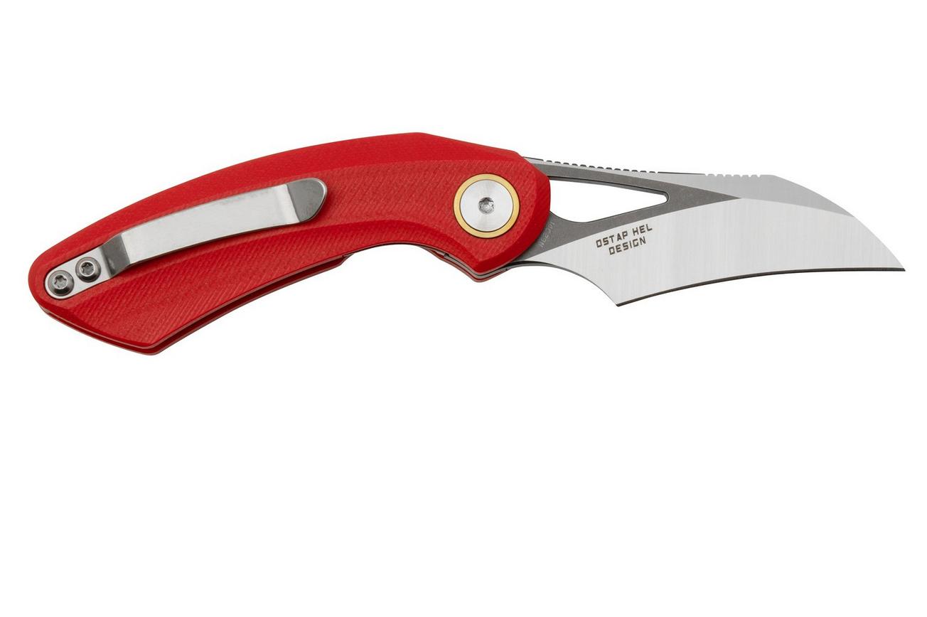Bestech Bihai Grey DLC Stonewashed Satin, Red G10 BG53C-2 zakmes, Ostap Hel design