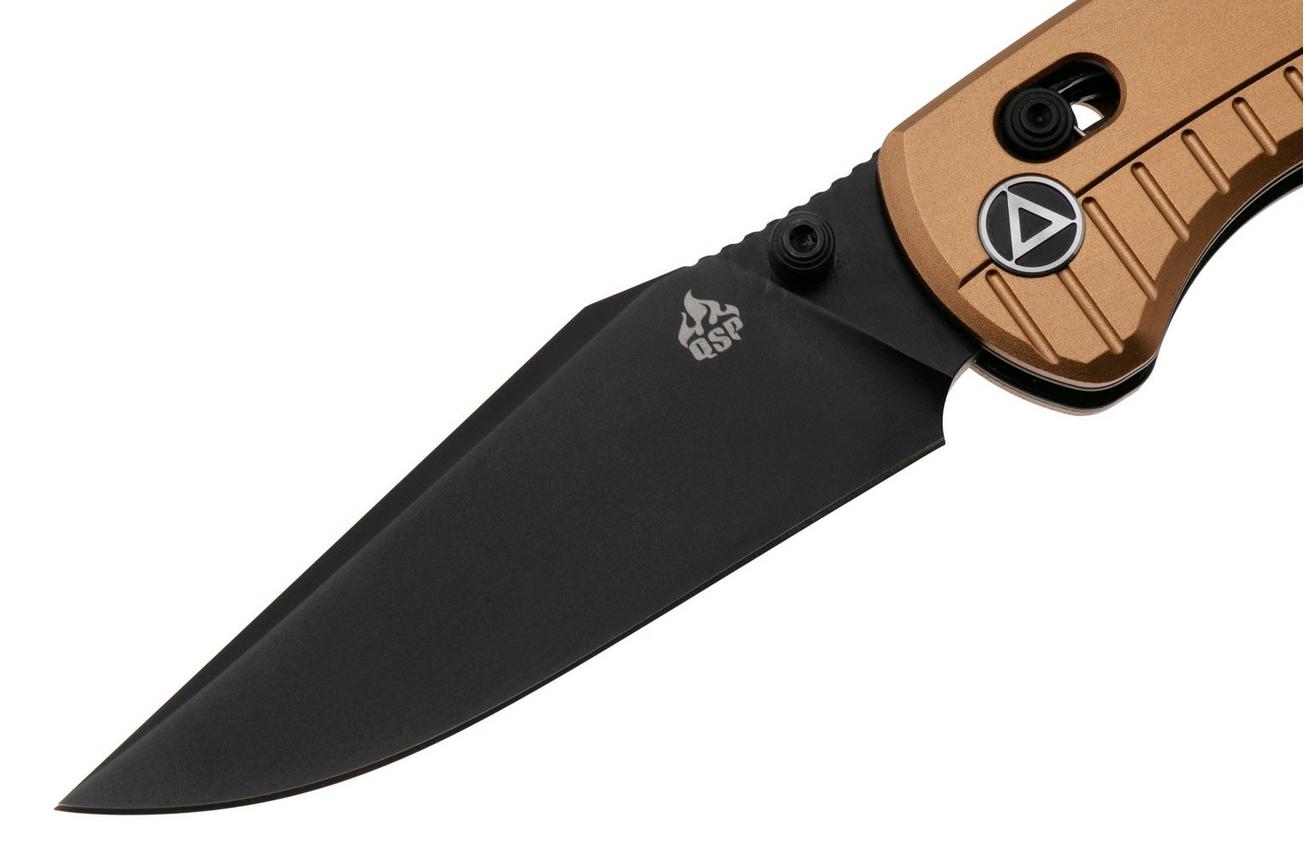 QSP Knife Reptile QS165-A2 PVD 14C28N, Champagne Aluminium, zakmes