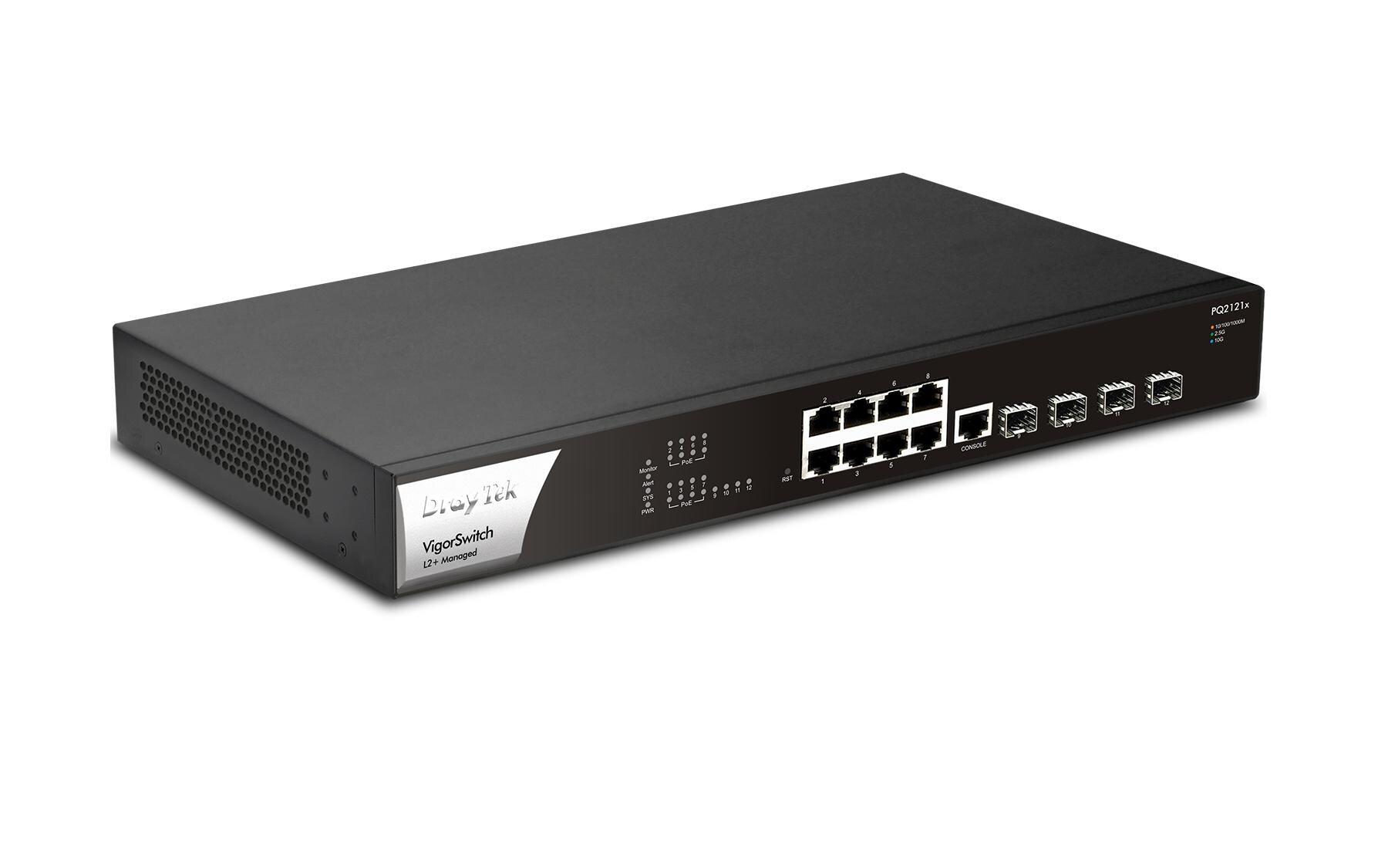 PoE+ Switch VigorSwitch PQ2121x 12 Port<br>2.5 Gigabit L2+ Managed Switch mit PoE+