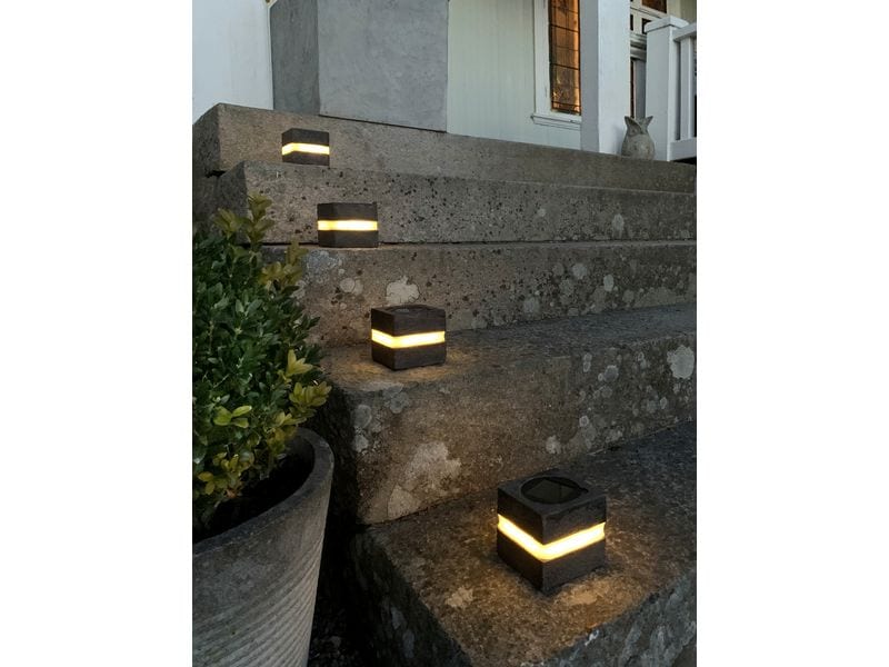 Star Trading Solar Decoration Stonecube Warmweiss, Grau Solargartendekoration