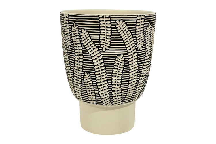 Clay blomsterpotte I Sort og hvit Ø13,8 H17,8 cm