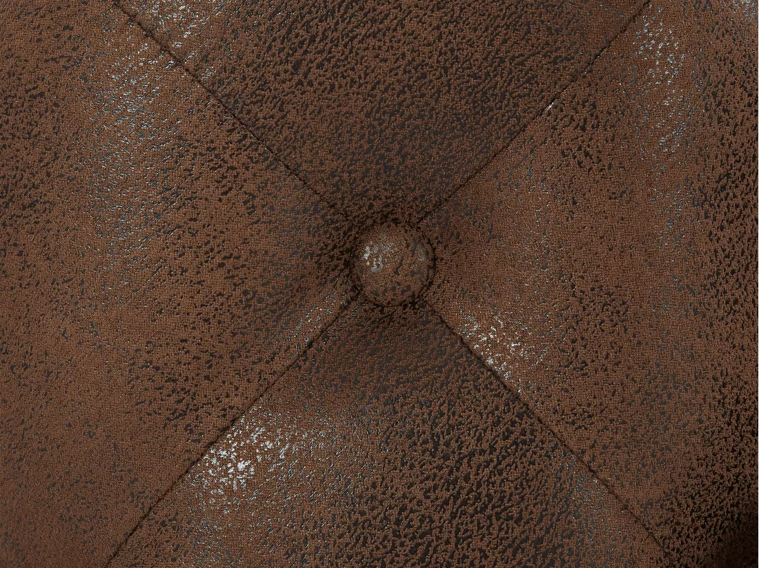 Canapé 2 places chesterfield en microfibre aspect cuir vieilli marron EDWINA