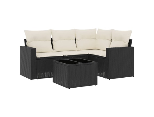 VIDAXL - Salon extérieur Salon de jardin 5 pcs avec coussins noir résine tressée