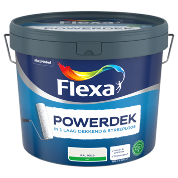 Flexa Powerdek muurverf mat RAL 9016 verkeerswit 10 liter
