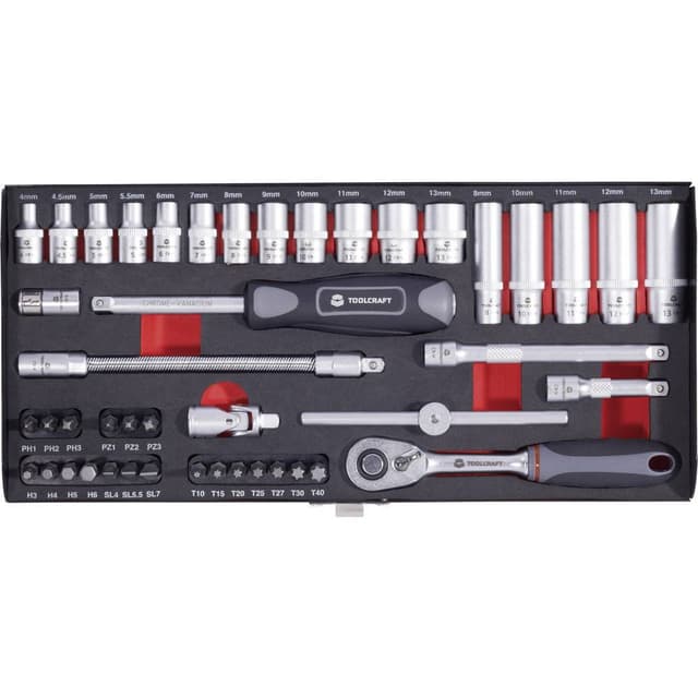TOOLCRAFT Topnøglesæt Metrisk 1/4 (6,3 mm) 45 dele