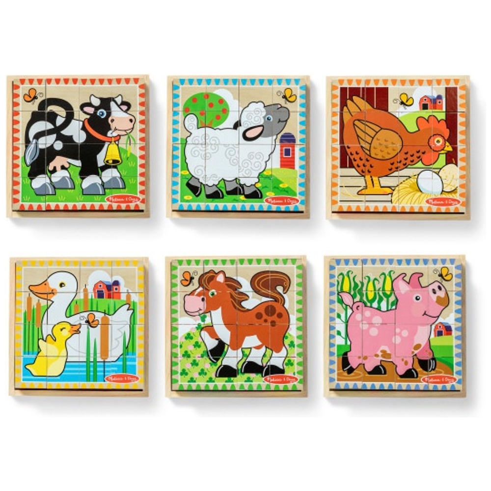 Melissa & Doug 6-in-1 Bauernhof-Würfelpuzzle