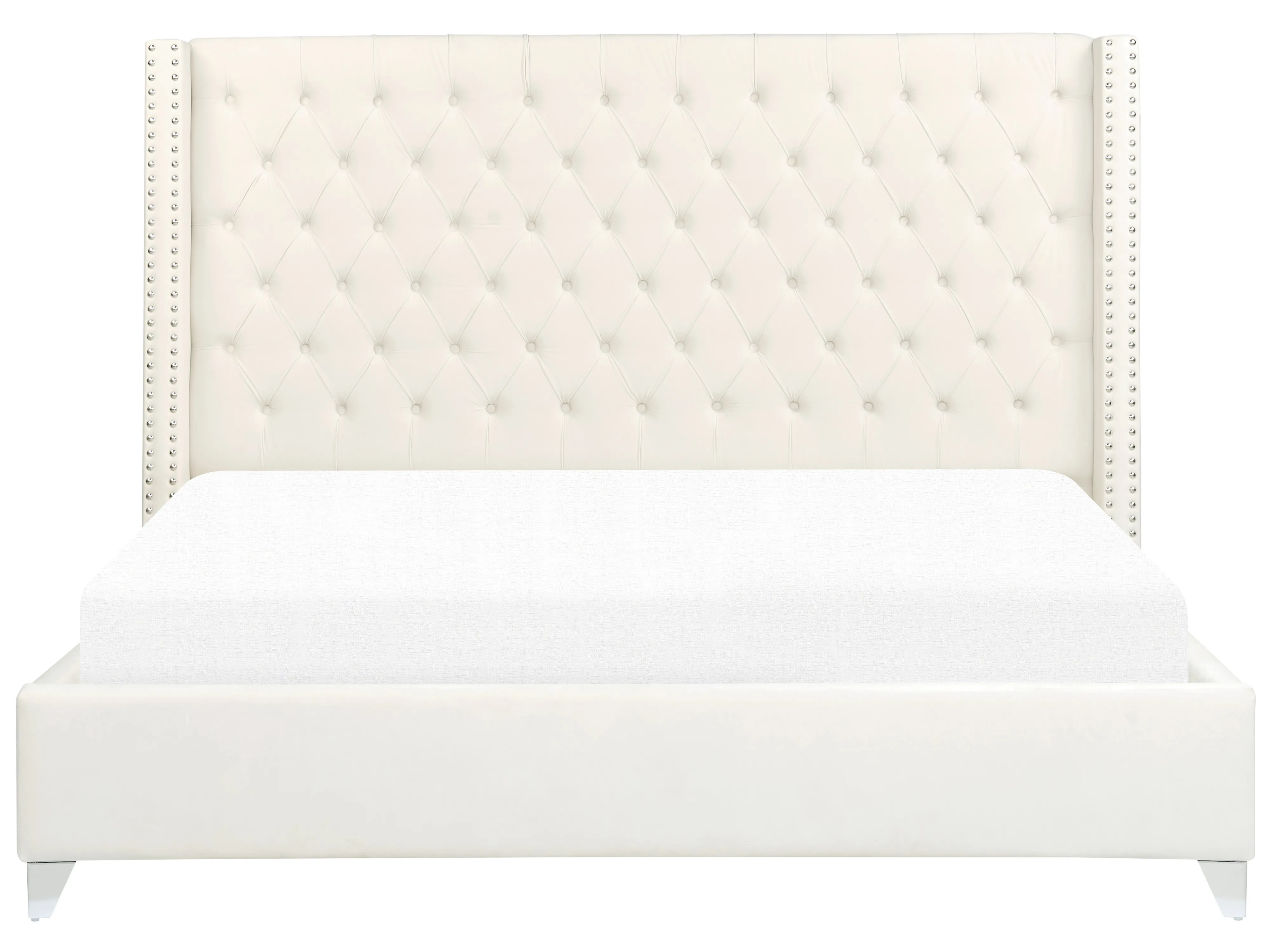 Bed Fluweel LUBBON 180 x 200 cm Gebroken wit
