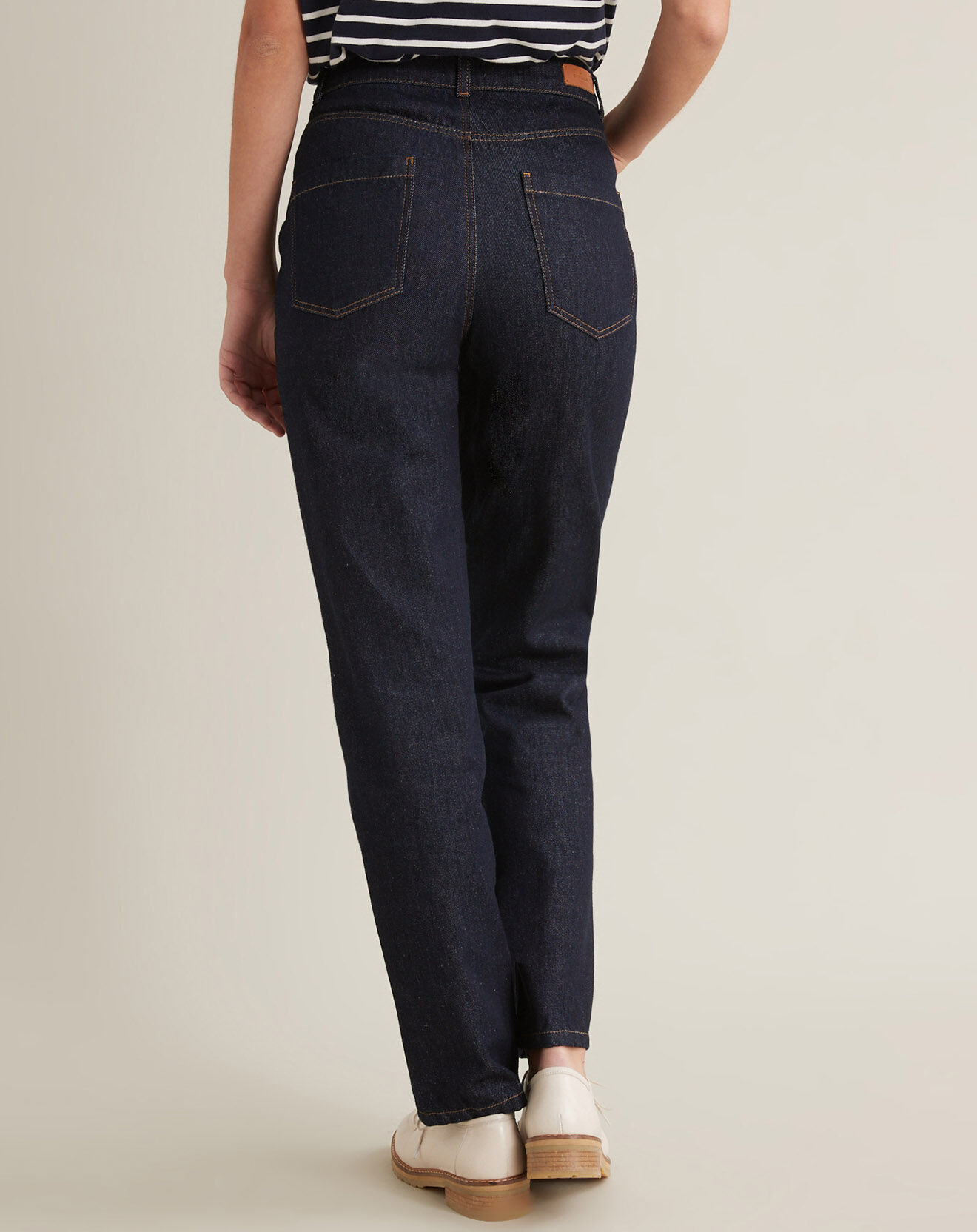 Cyrillus Jean cigarette 100% Coton Bio bleu foncé délavé