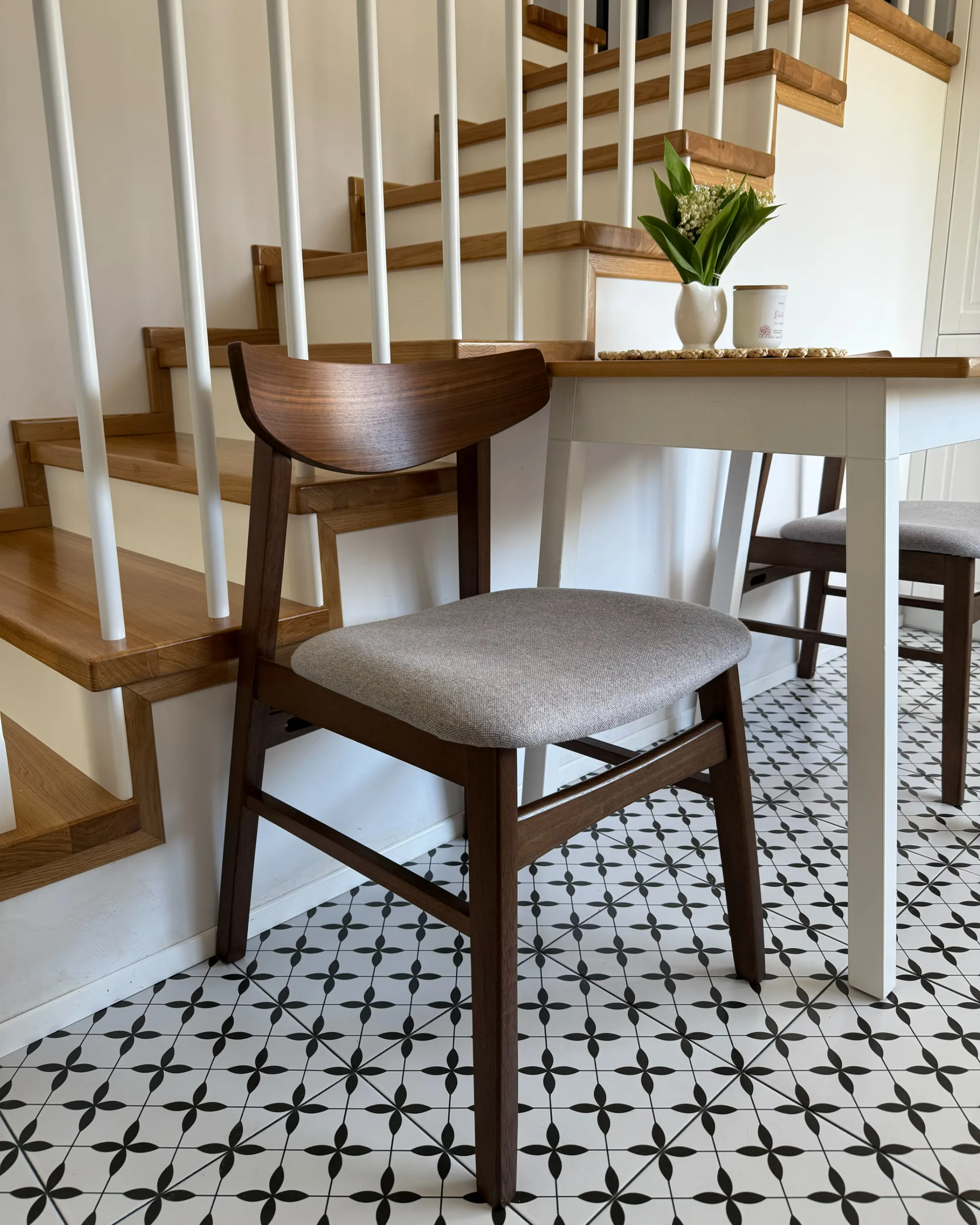 Set van 2 eetkamerstoelen SMILEY Hout Lichtgrijs