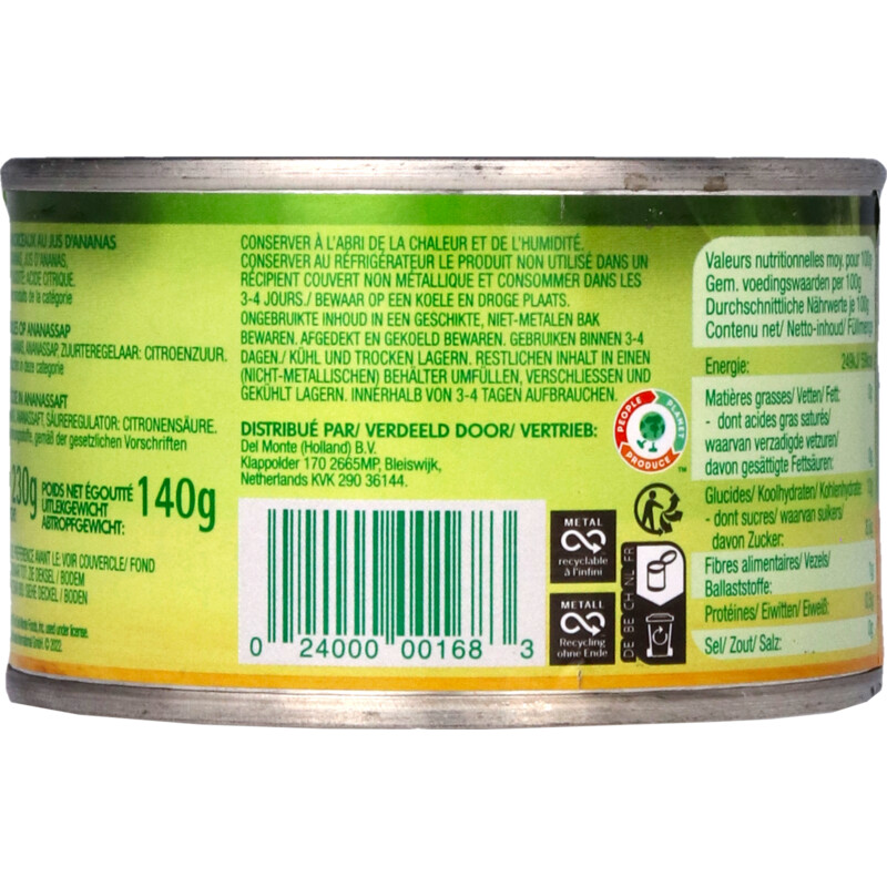 Del Monte Ananasblokjes op sap