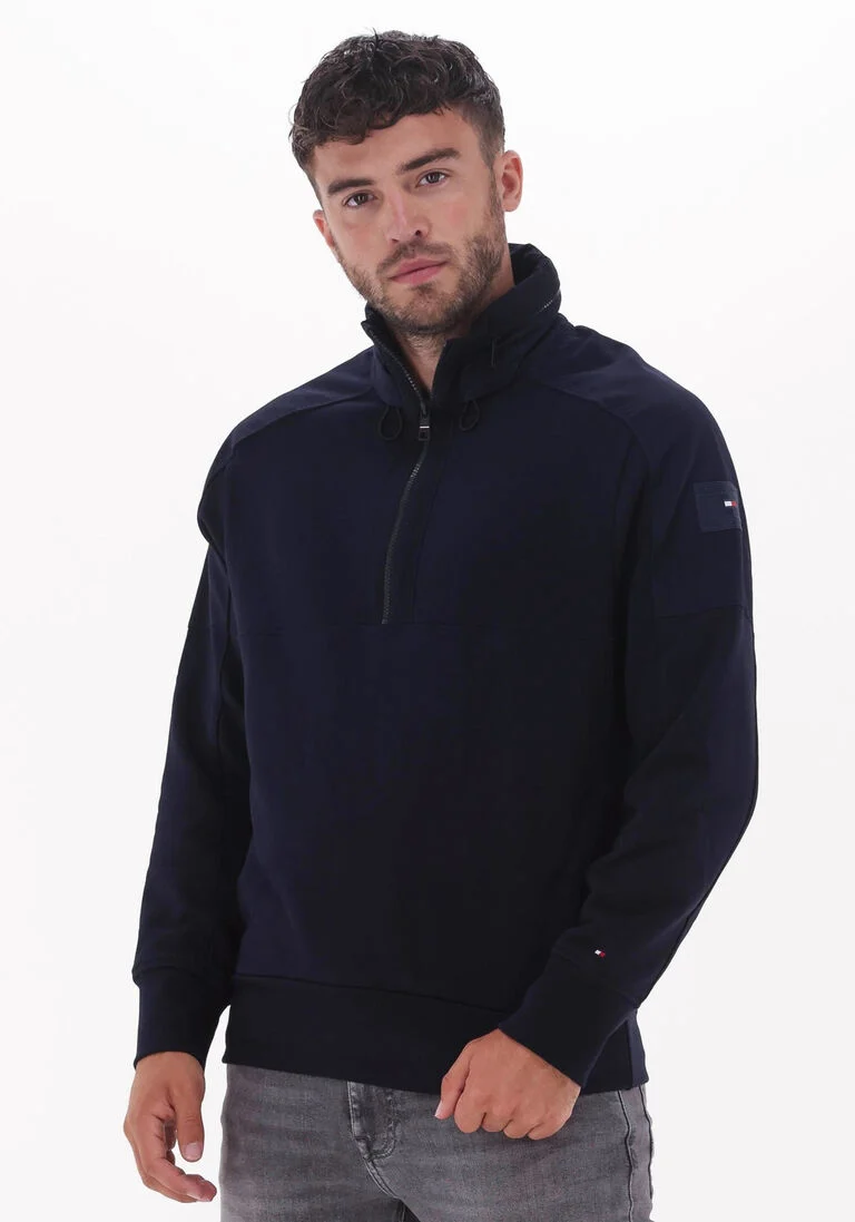 TOMMY HILFIGER donkerblauwe tommy hilfiger sweater cotton touch mix media