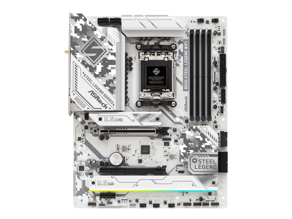 ASRock B650 Steel Legend WiFi - Bundkort - ATX - Socket AM5 - AMD B650 Chipset - USB-C 3.2 Gen 2x2, USB 3.2 Gen 2, USB-C 3.2 Gen 1, USB 3.2 Gen 1 - 2.5 Gigabit LAN, Wi-Fi 6E, Bluetooth - onboard grafik (CPU påkrævet) - HD Audio (8-kanaler)