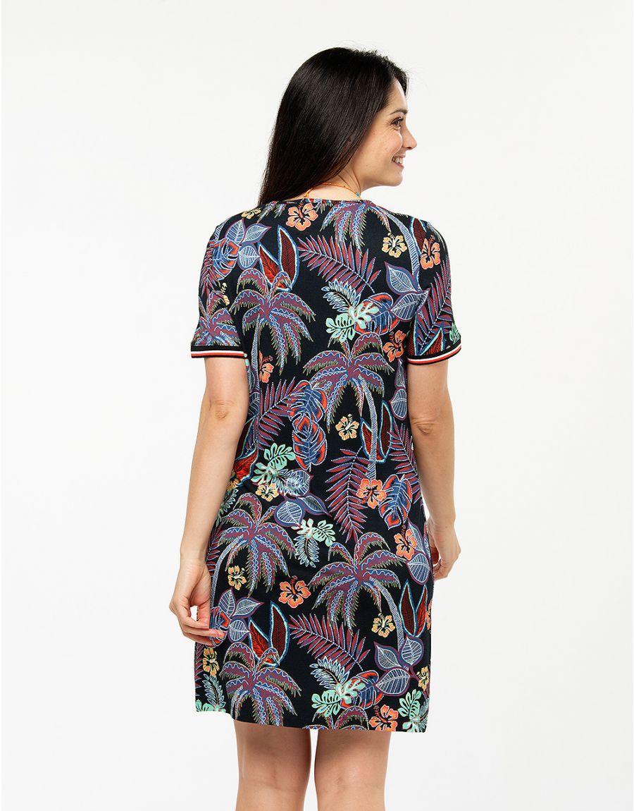 Robe noir feuillages