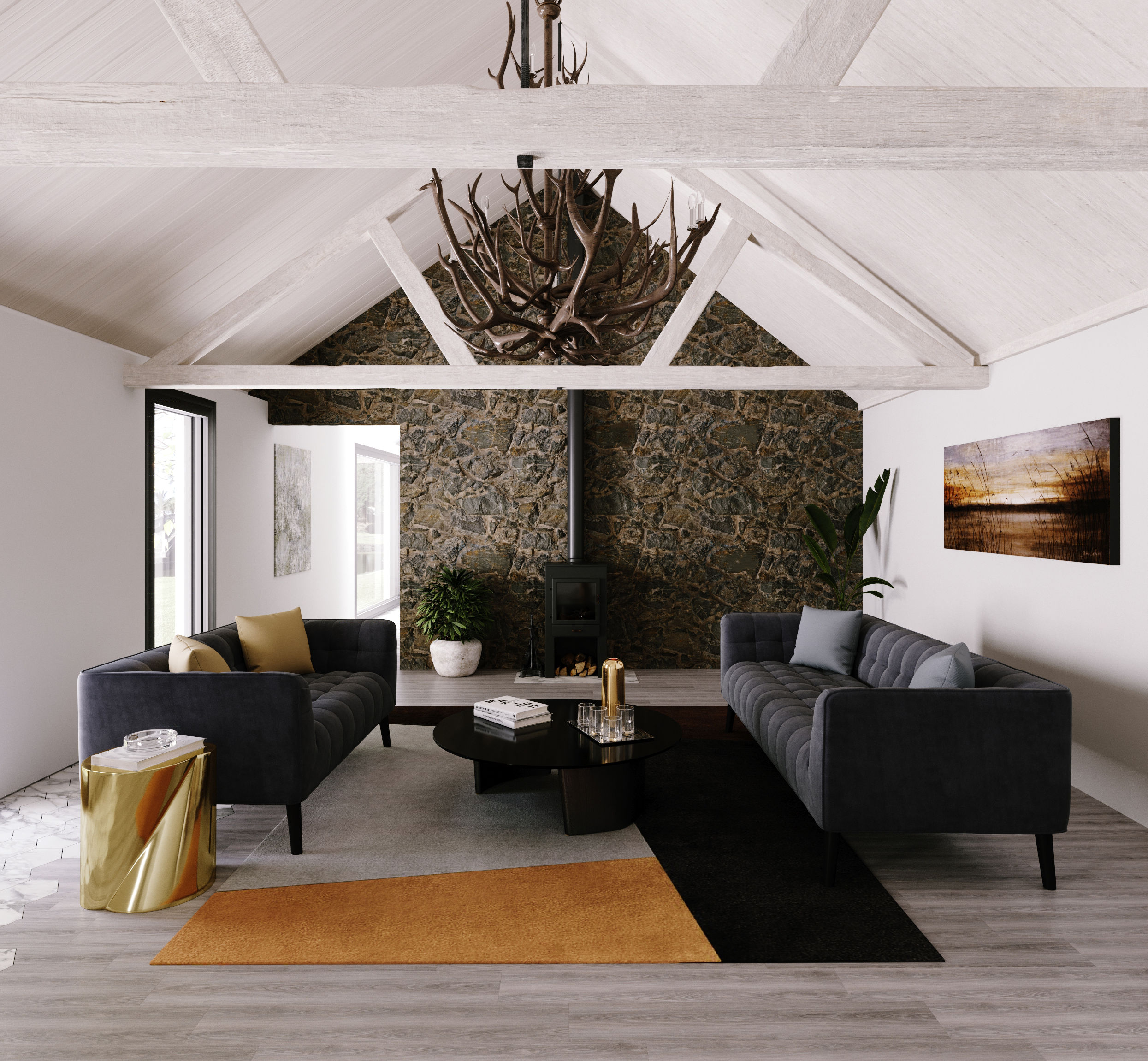 Sofa Set Samt MERLIN anthrazit
