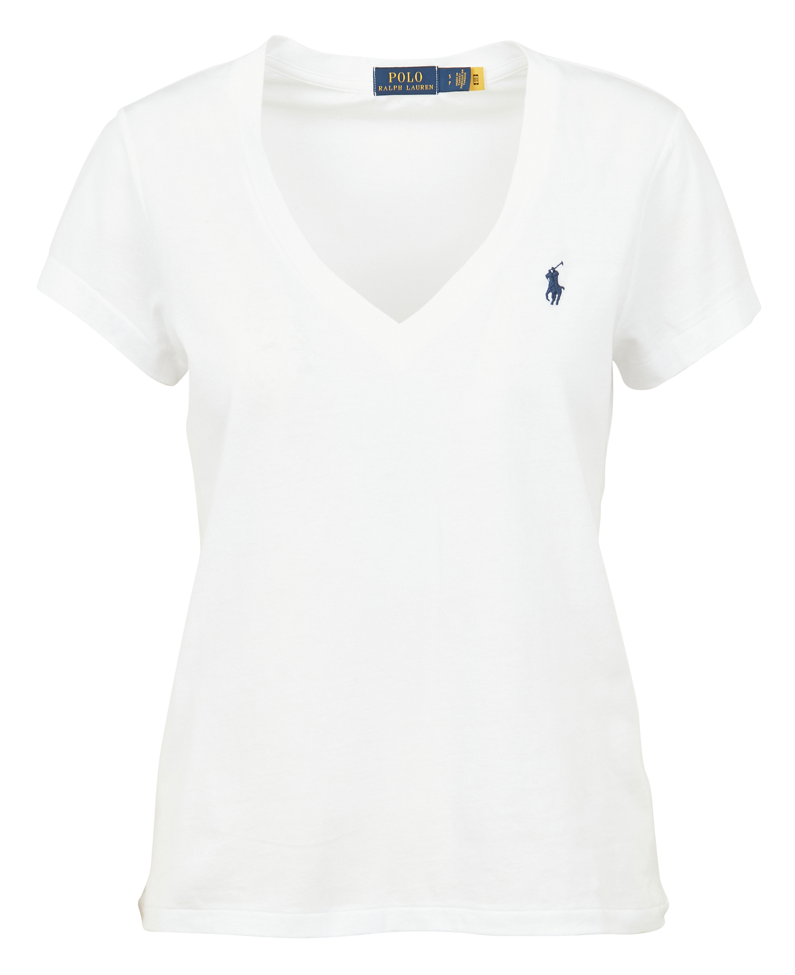 Tee-shirt col V brodé en coton | Blanc