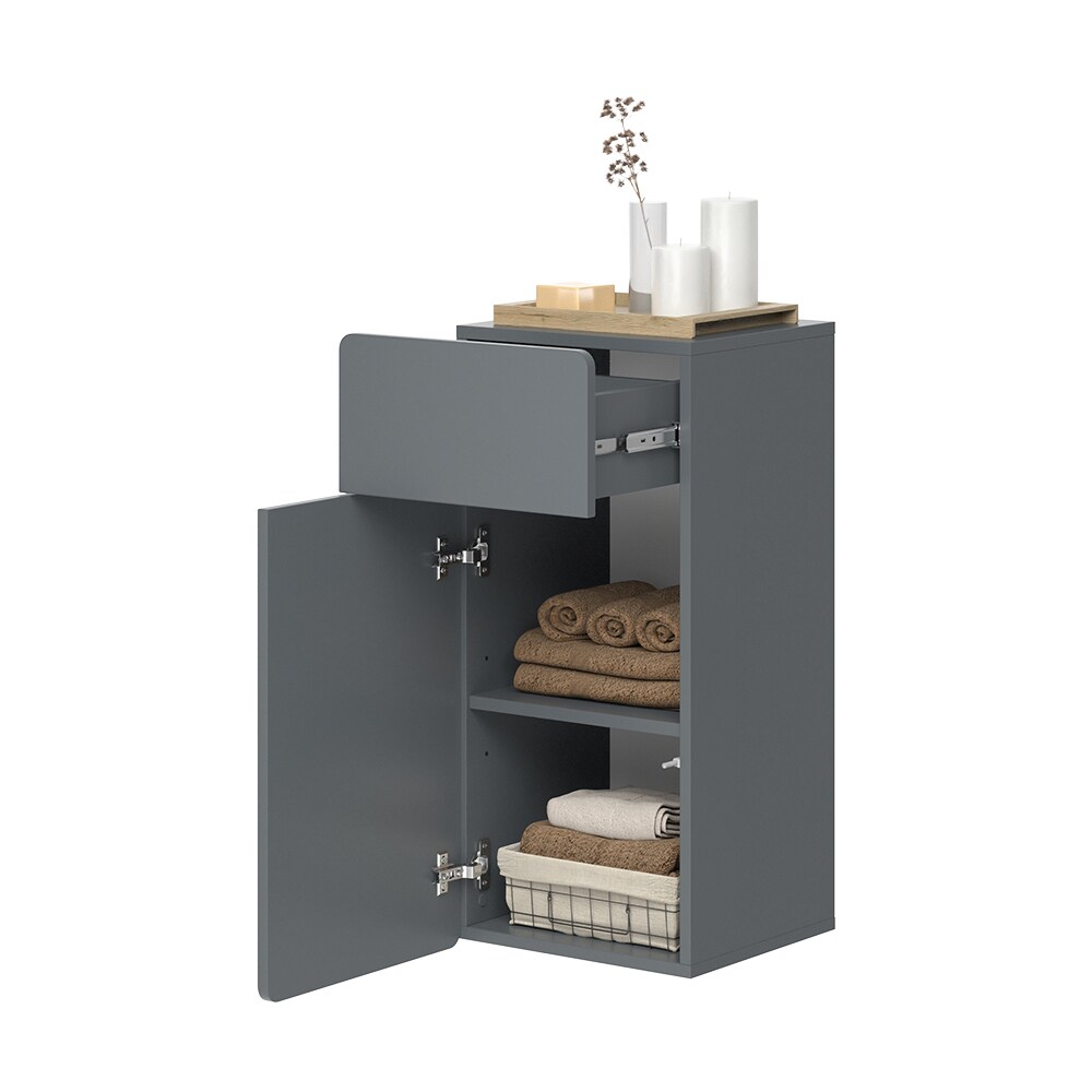 Vicco Midischrank Izan Grau 37 x 77 cm mit Schublade und Tür