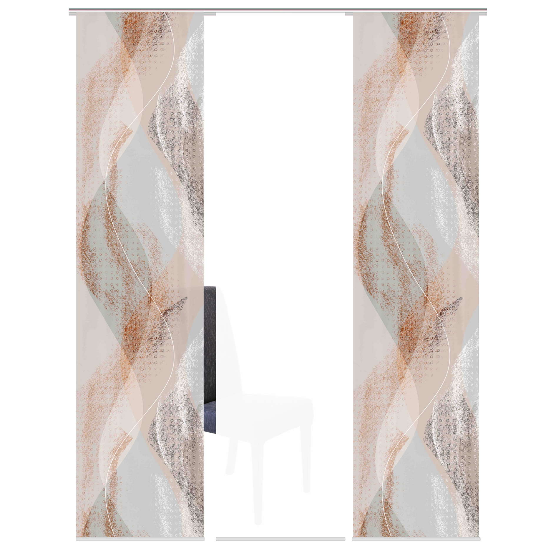 3-teiliges Schiebevorhang-Set TORRE - kupfer-weiß - je 60x245 cm