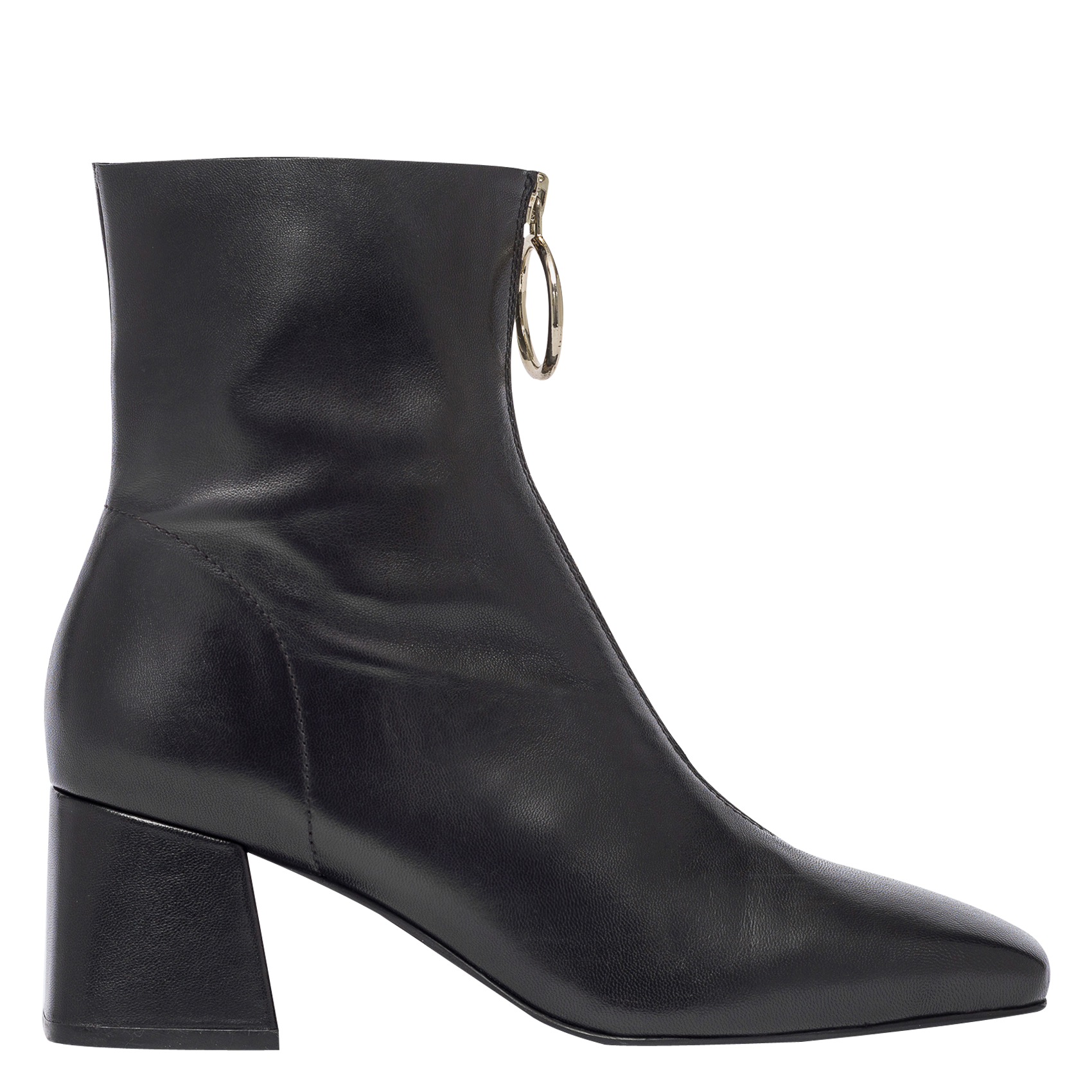 MARIBEL - Boots en cuir lisse avec zip sur l'avant | Noir