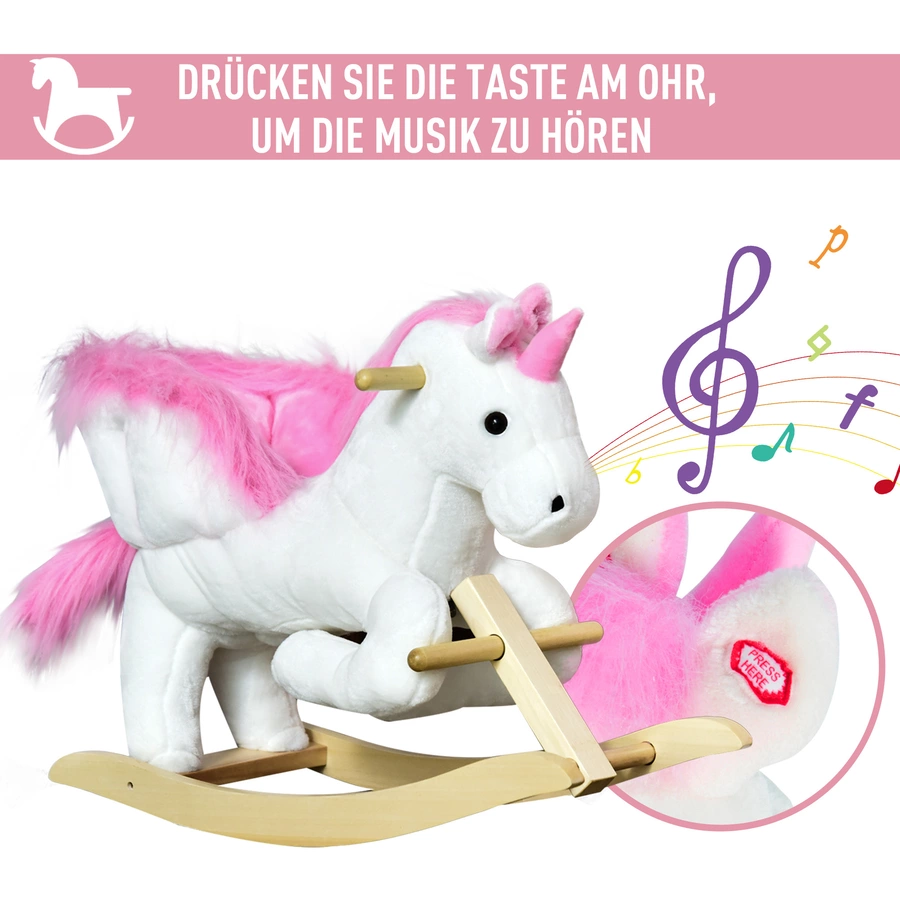 HOMCOM Schaukeltier mit Einhorndesign bunt