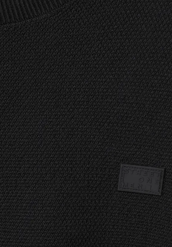 Feiner Strukturpullover - Black