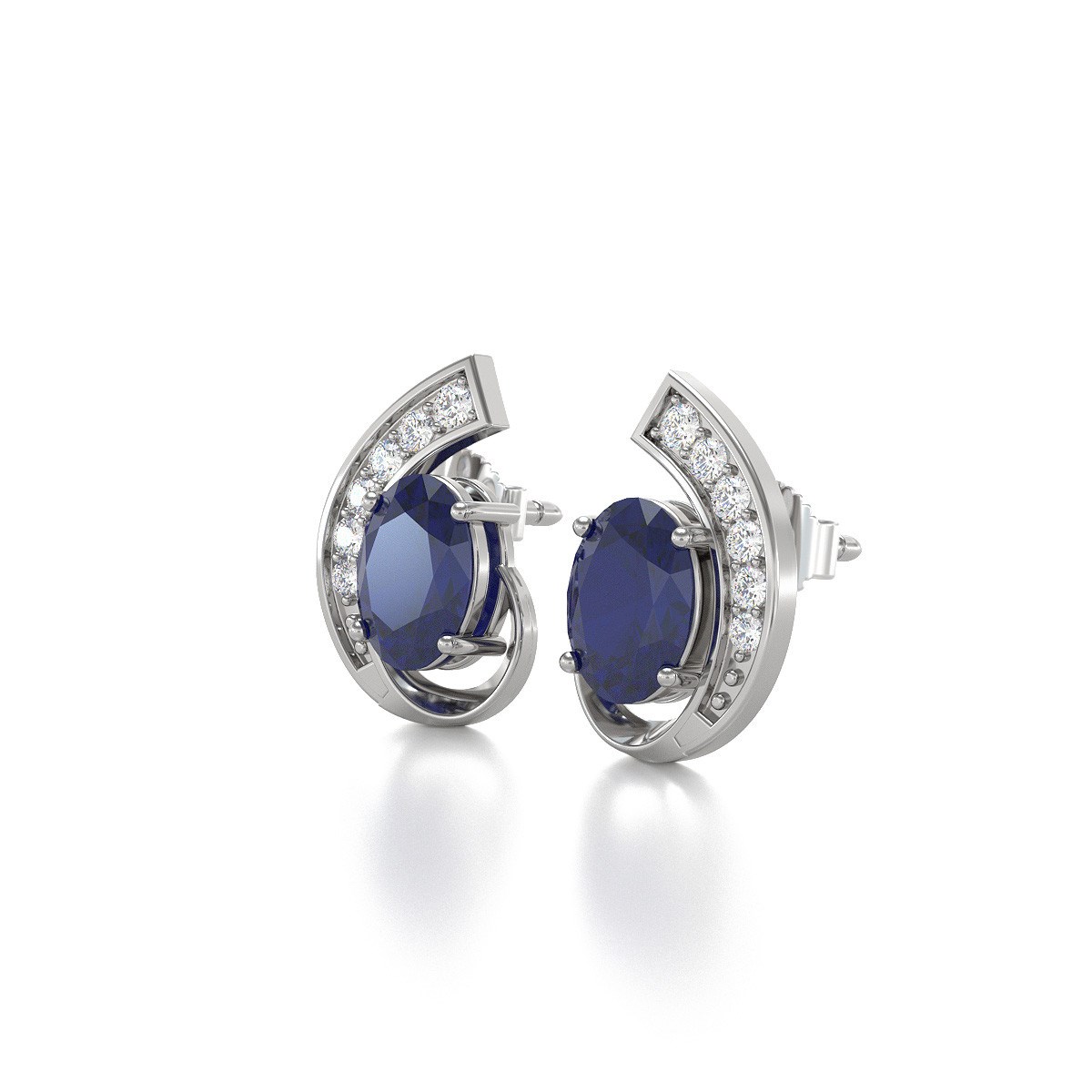 Boucles d'oreilles ADEN Or 585 Blanc Saphir et Diamants 2.10grs
