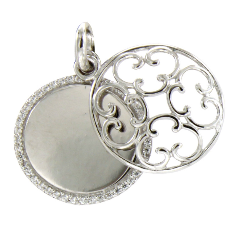 Pendentif Cercle en Argent 925 orné de Cristaux Swarovski Blanc