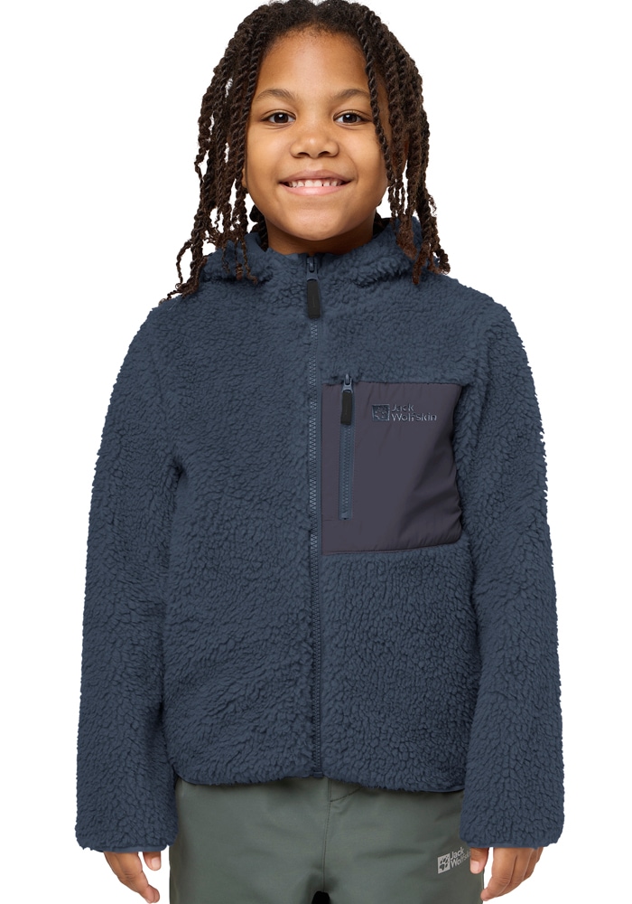Jack Wolfskin Fleecejacke »ICE CURL HOOD JACKET K« mit Kapuze Wärmend, winddicht, Übergangsjacke für Kinder