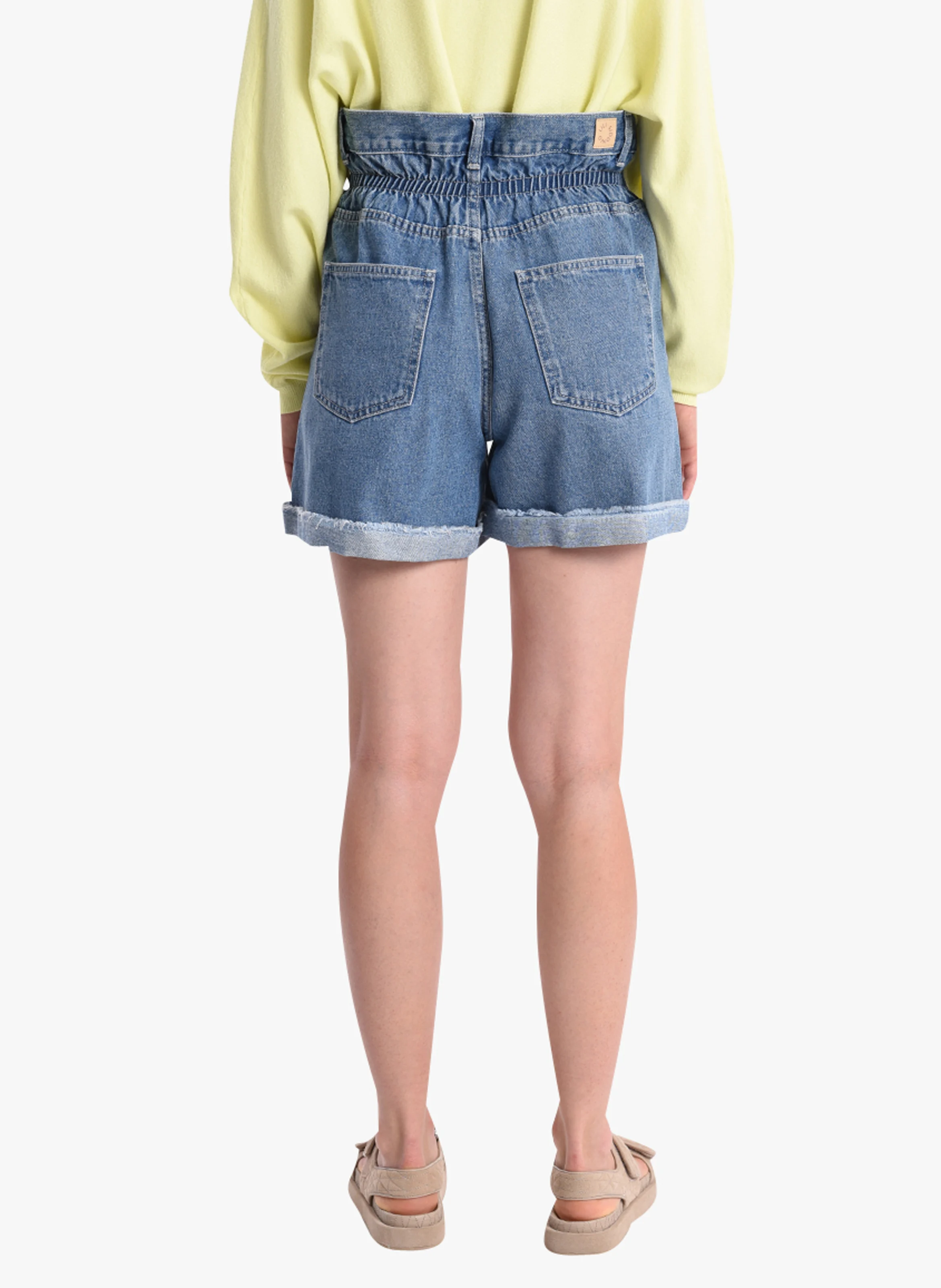 Short en jean taille haute| Bleu