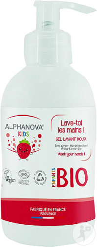Alphanova Kids Gel Lavant Doux Lave-Toi Les Mains Fraise Bio Flacon Pompe 250ml
