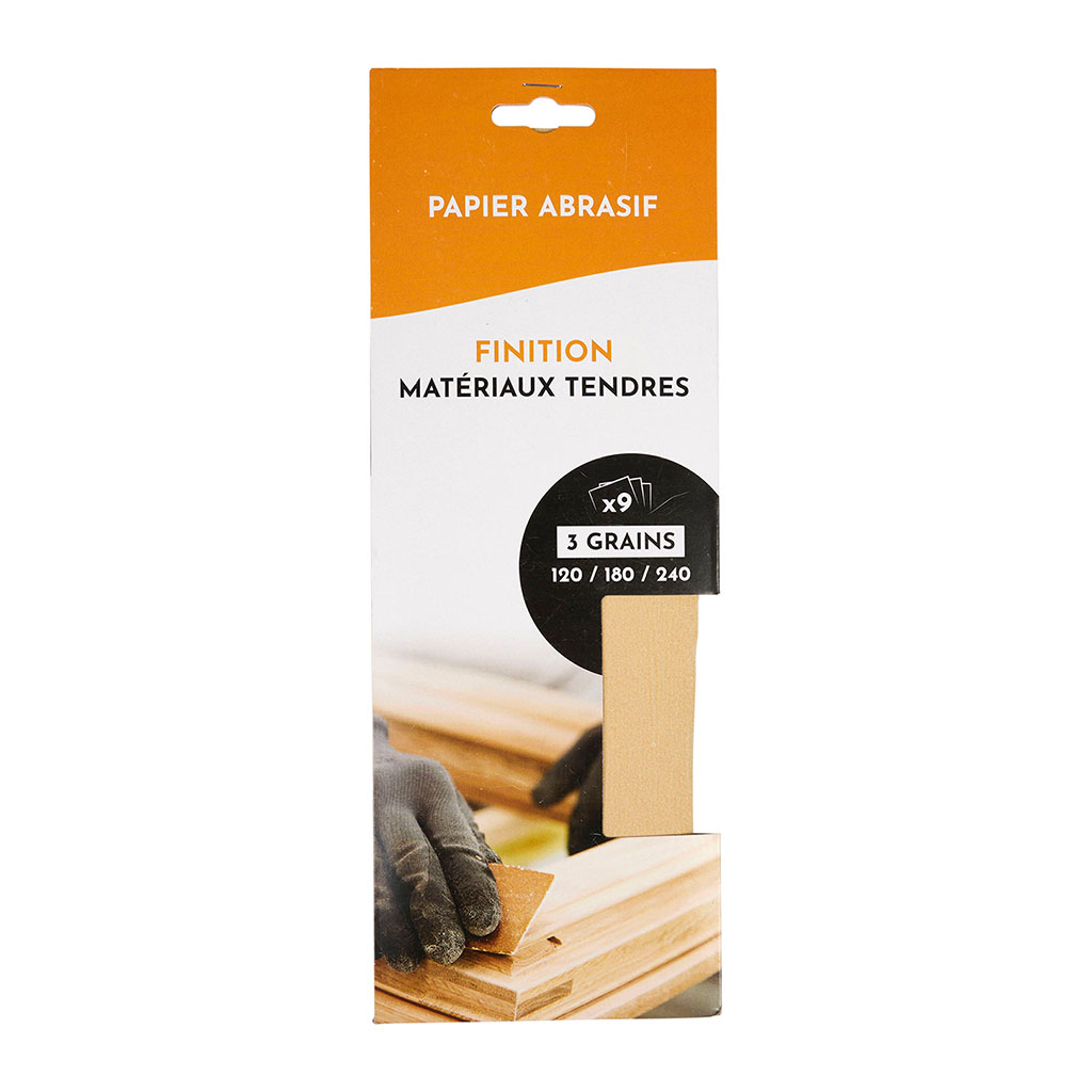 Lot de 9 feuilles papiers abrasifs finition