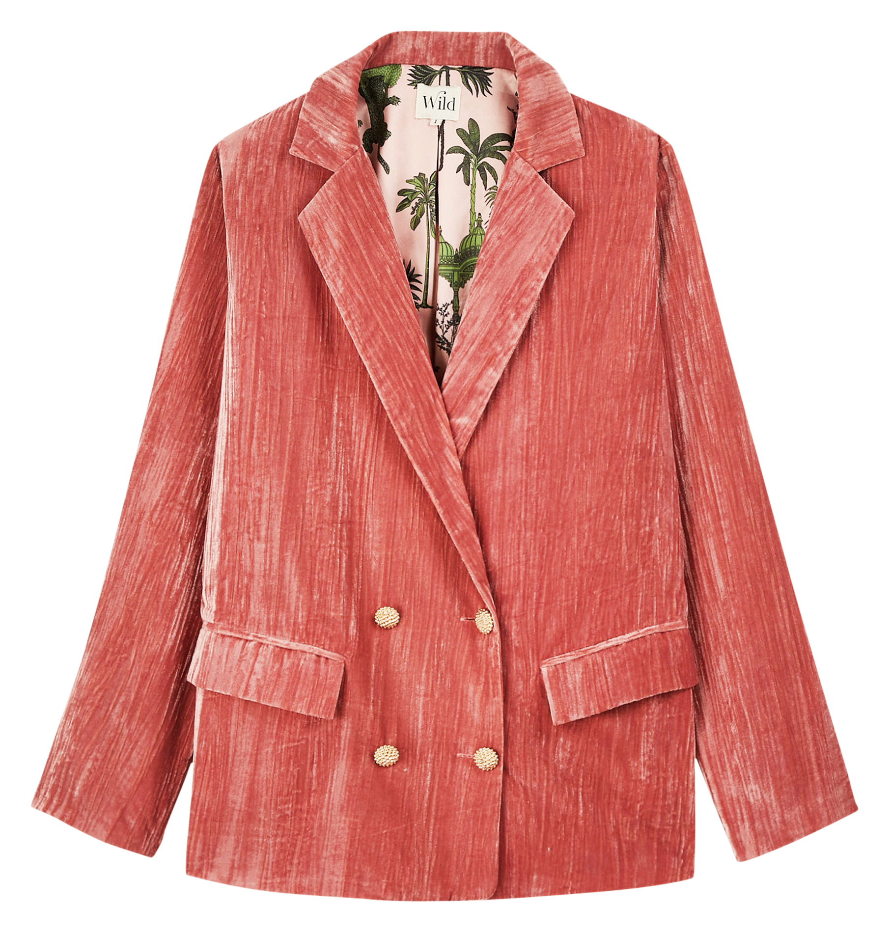 KIM - Veste de tailleur droite effet velours | Rose