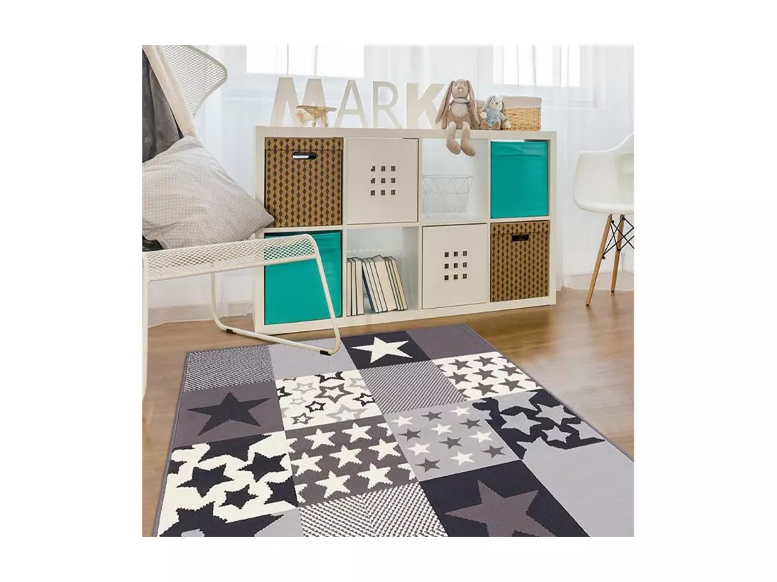 Tapis enfant 80x150 rectangle tissé crème AF1 CARETOILE