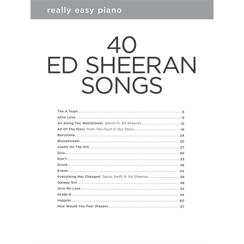 Hal Leonard Really Easy Piano 40 Ed Sheeran Songs songboek voor piano