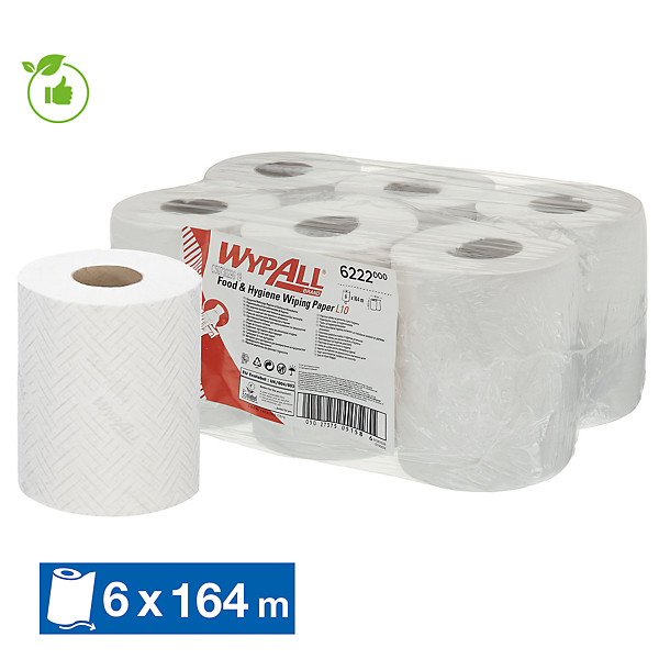 Essuie-mains à dévidage central WypAll L10 6222, lot de 6 bobines