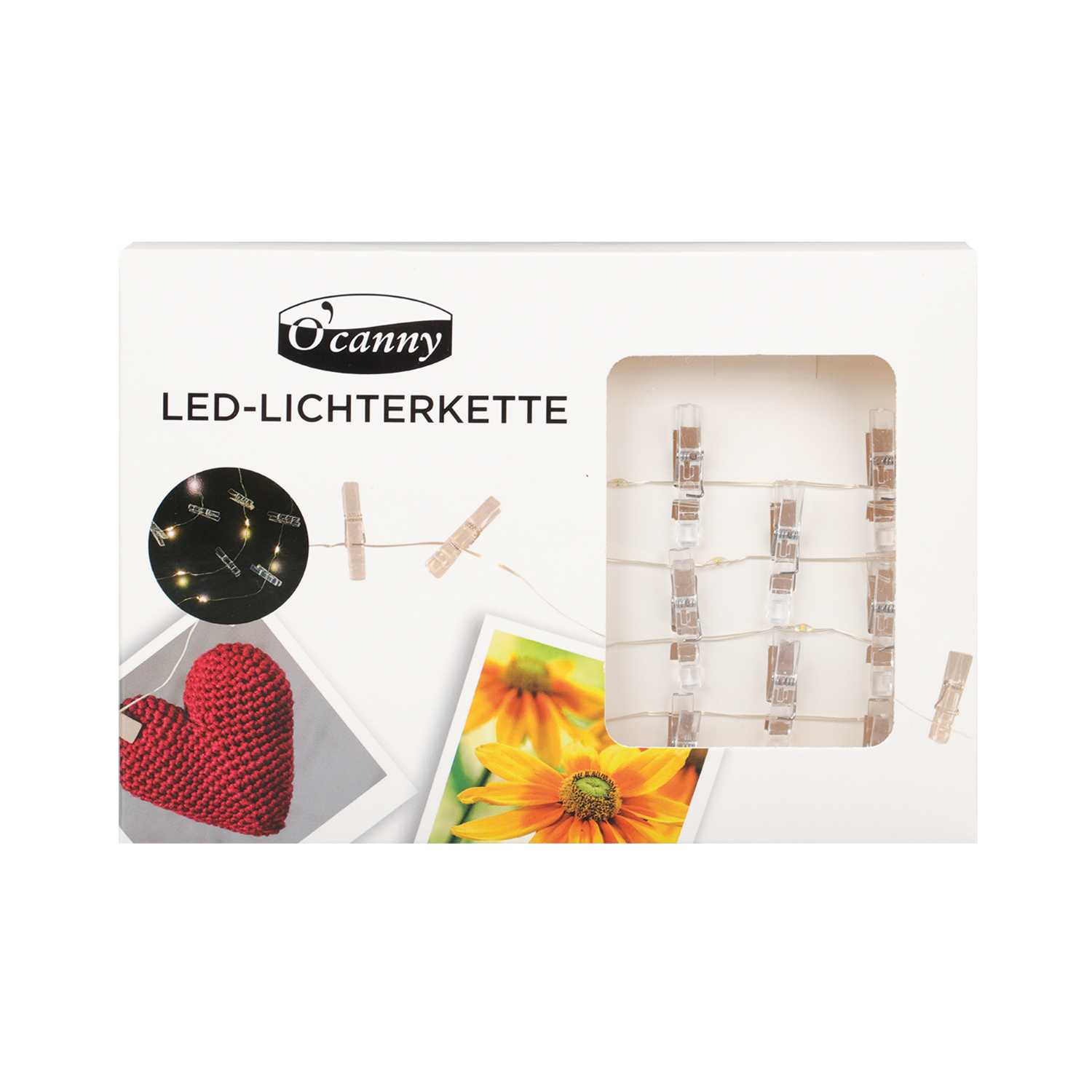 O'Canny Fotoclip-Lichterkette, warmweiß, für 16 Bilder