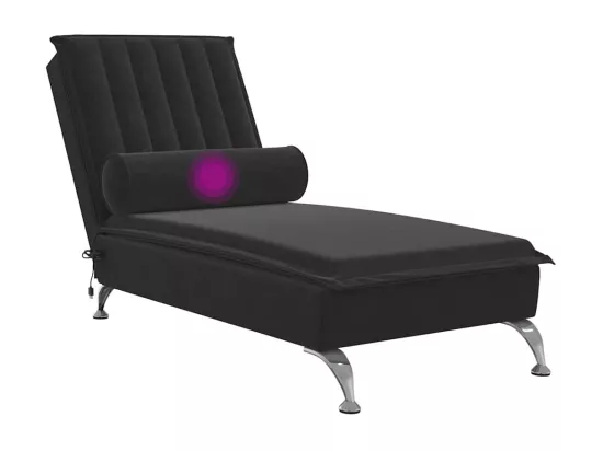 Prolenta Premium - Chaise longue de massage avec traversin noir velours