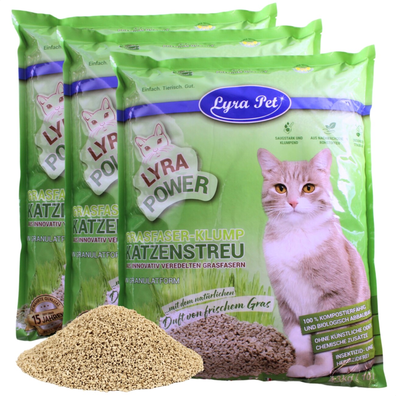Lyra Pet Lyra Power Grasfaser Katzenstreu klumpend 30l