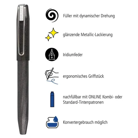 ONLINE Füller Slope M Metallic Black