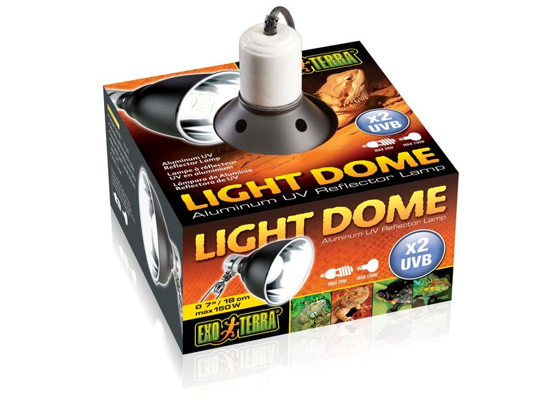 Exo Terra Reflektorlampe UV Light Dome, Ø 18 cm Keramikfassung mit hochglanzverspiegelte Aluminiumreflektor