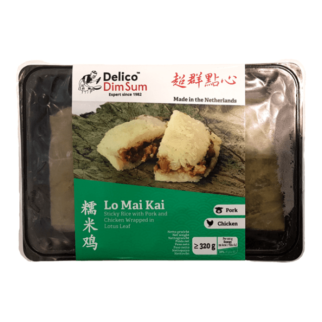 Delico Food Bevroren Lo Mai Kai Kleefrijst in Lotusblad met Vlees 2st 320g