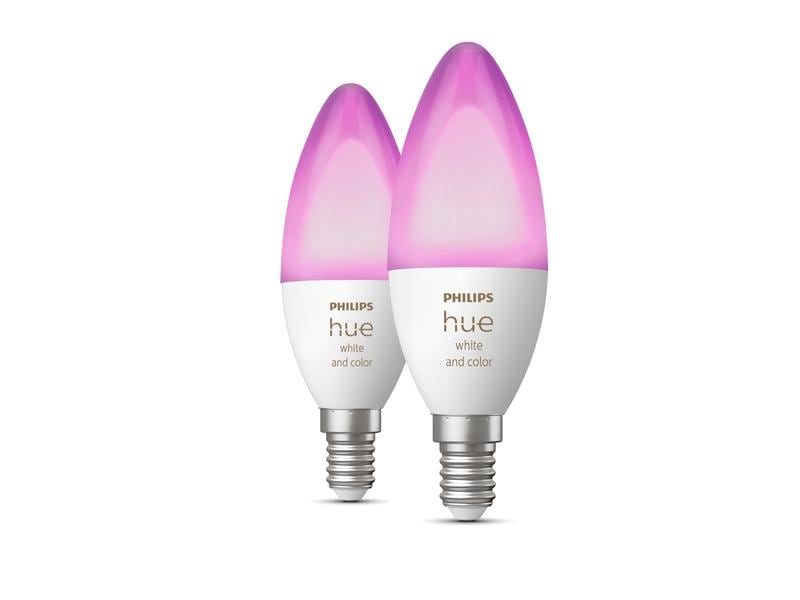 Philips Hue Leuchtmittel White & Col. Amb. E14 Kerze Doppel Per Bluetooth steuerbares Hue E14-Leuchtmittel
