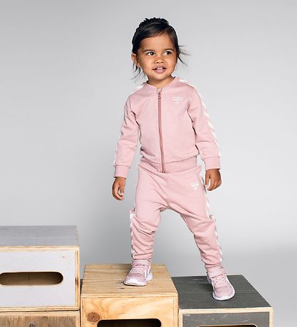 Hummel Sweatset - HMLBille - Pink m. Weiß