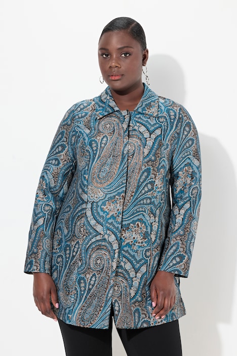 Jacquard-Jacke, Metallic-Effekt, Hemdkragen