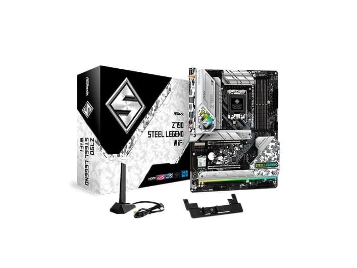ASRock Z790 Steel Legend WiFi - Bundkort - ATX - LGA1700 sokkel - Z790 Chipset - USB-C 3.2 Gen 2x2, USB-C 3.2 Gen2, USB 3.2 Gen 2, USB 3.2 Gen 1 - 2.5 Gigabit LAN, Wi-Fi 6E, Bluetooth - onboard grafik (CPU påkrævet) - HD Audio (8-kanaler)